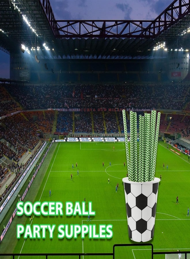 EaciTown Soccer Themed Paper Cups 9OZ Soccerball Pattern Drinking Cups Birthday Party Favors Soccer Baby Shower Supplies (30) - Image 4